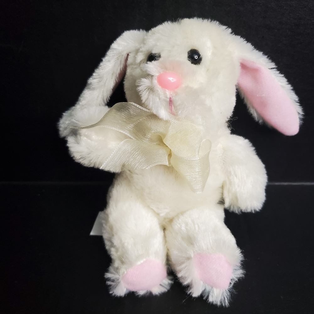 Greenbrier International Bunny Rabbit Plush Cream Ivory w/ Pink Stuffed Animal